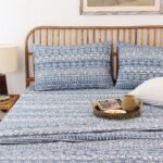 Kullu Patti Bed Set (Duvet Cover + Bedsheet) – Blue