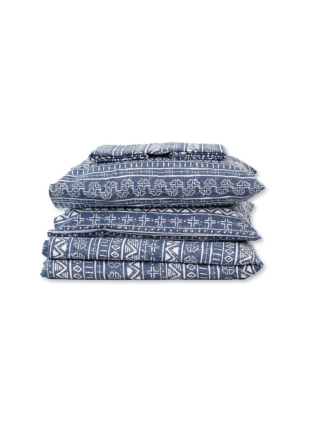 Kullu Patti Bed Set (Duvet Cover + Bedsheet) - Blue