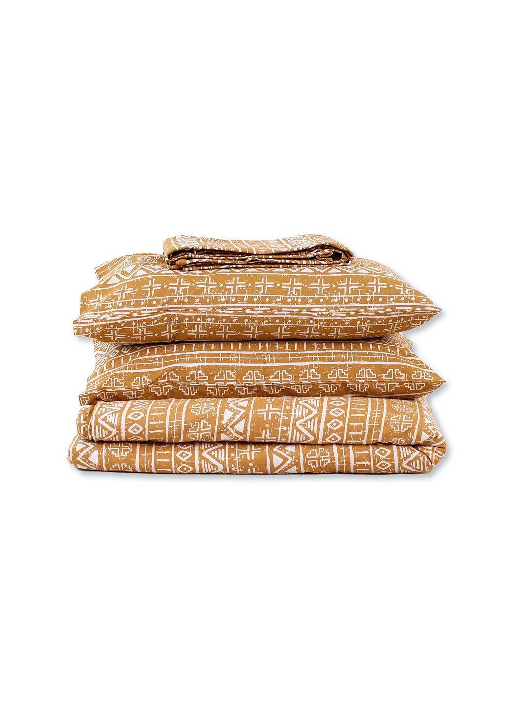 Kullu Patti Bed Set (Duvet Cover + Bedsheet) - Yellow