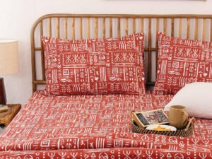 Gamathi Bed Set (Dohar + Bedsheet) - Rust