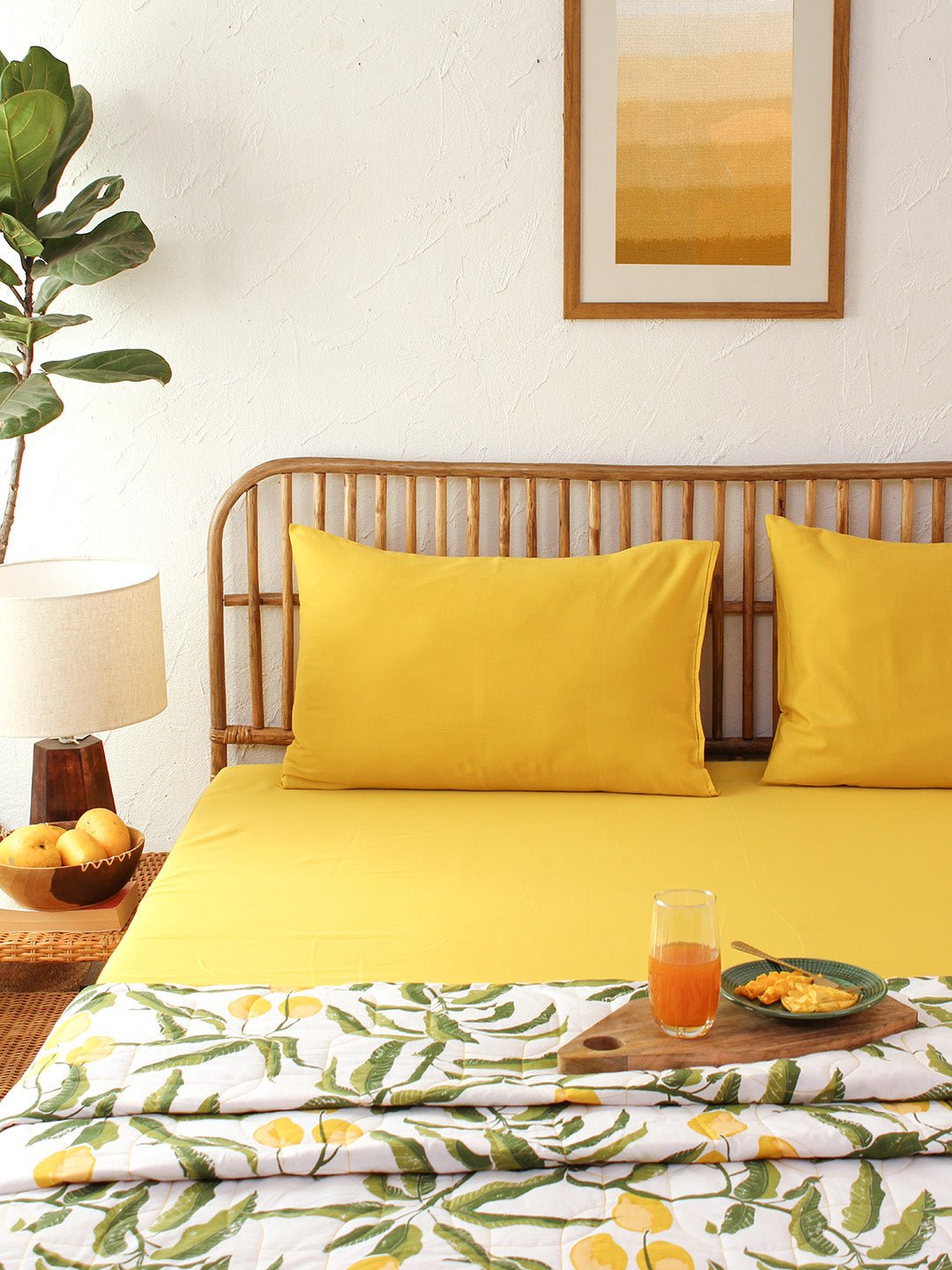 Piyambu Yellow Bedsheet with Pillow Cover