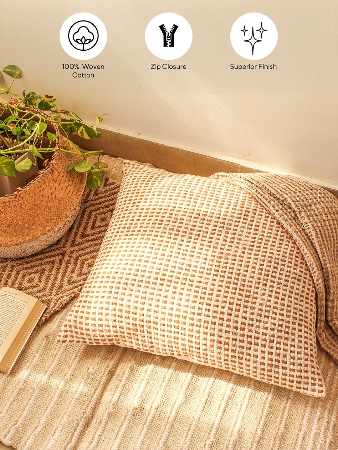 Girnar Cushion Cover (Brown) - Large