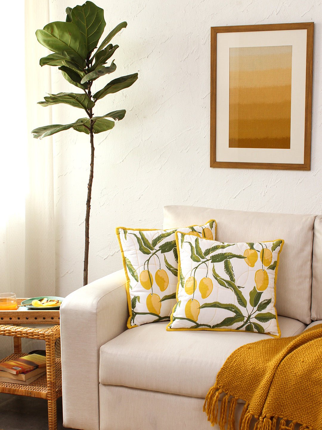 Aamb - Set Of 2 Cushion Covers (Yellow) - Medium