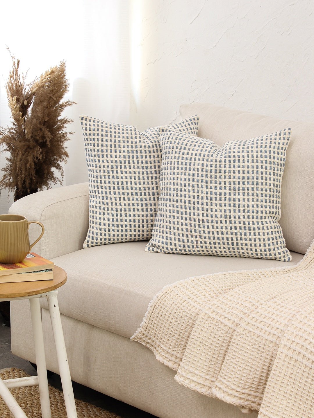 Girnar - Set Of 2 Cushion Covers (Dark Blue) - Medium