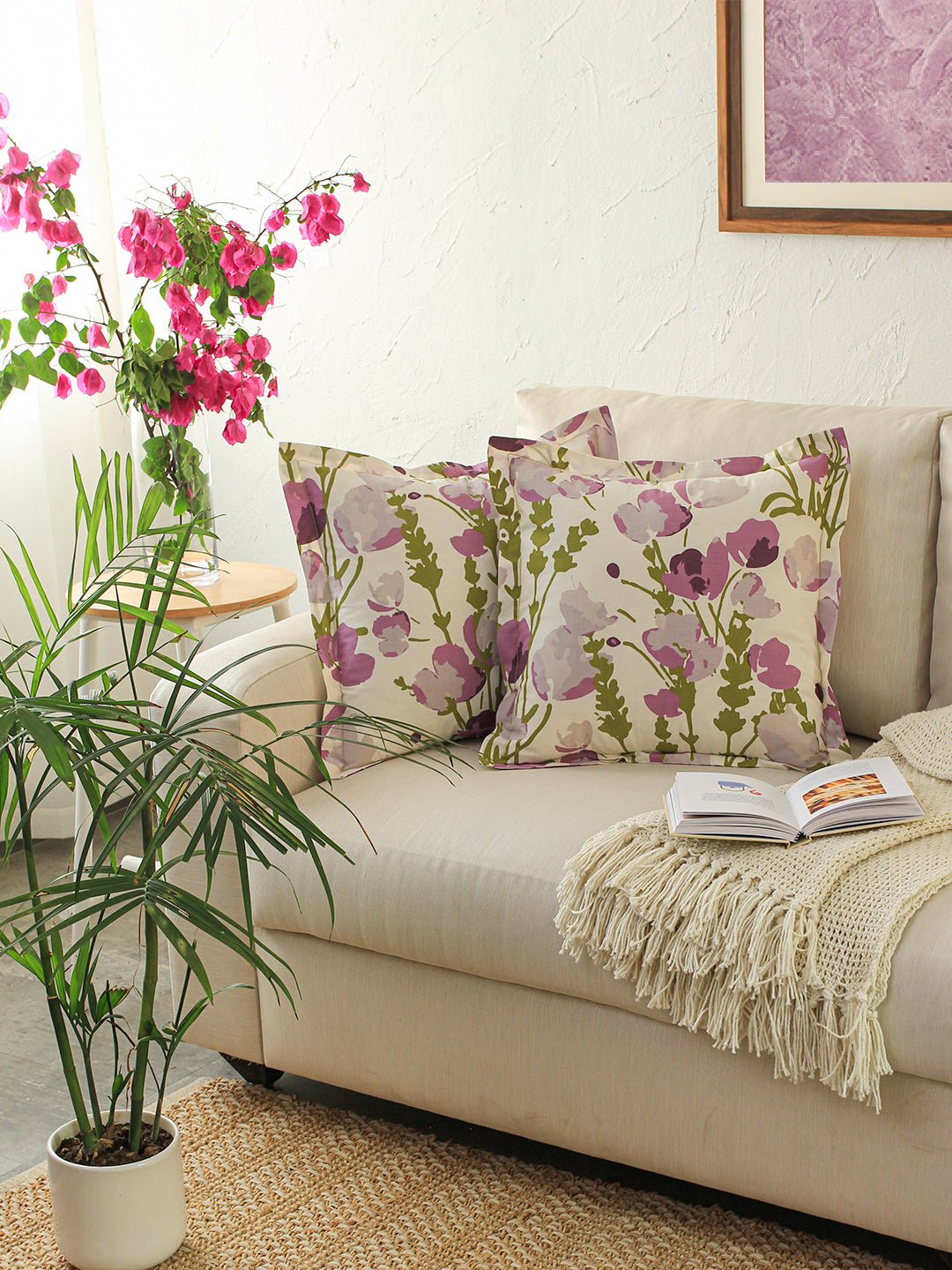 Himalayan Poppies Cushion Cover (Purple)