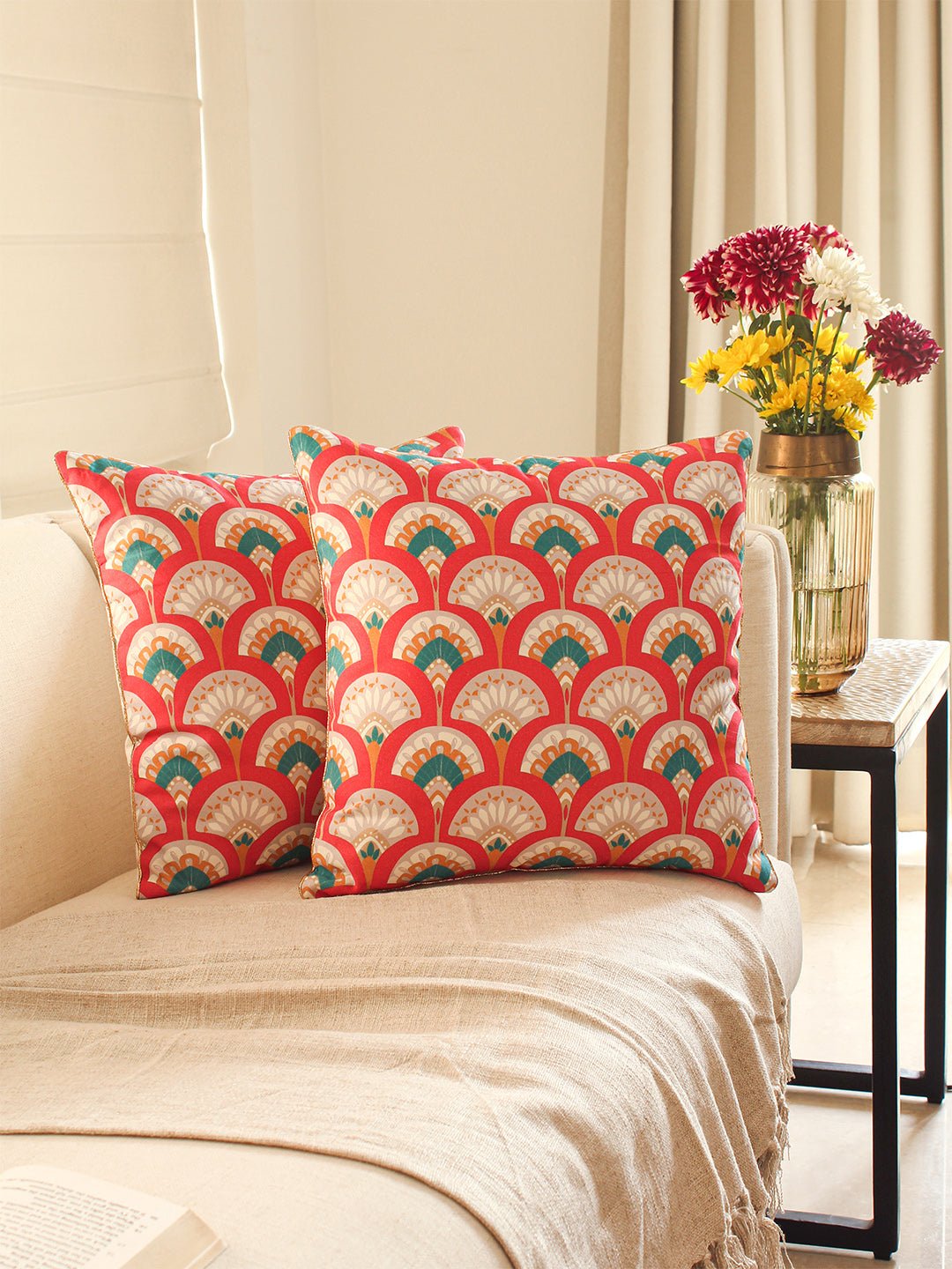 Neelkanth - Set Of 2 Cushion Covers (Magenta) - Medium