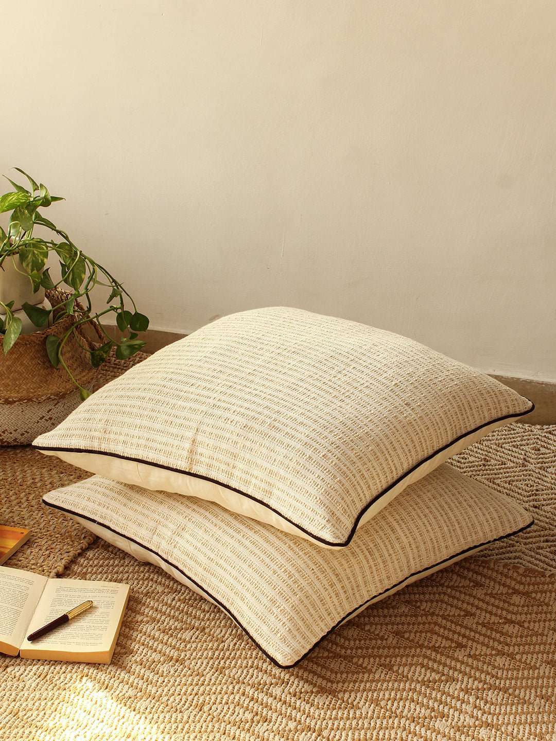 Pir Panjal - Set Of 2 Cushion Covers (Natural) - Large