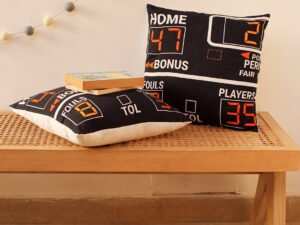 Score Board Puzzle A - Set Of 2 Shaped Cushions (Black)