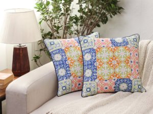 The Peranakan Tiles - Set Of 2 Cushion Covers (Multi) - Medium