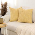 Vindhya Set Of 2 Cushion Covers + 2 Cushion Fillers (Yellow) – 40X40 cm
