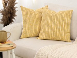 Vindhya Set Of 2 Cushion Covers + 2 Cushion Fillers (Yellow) – 40X40 cm