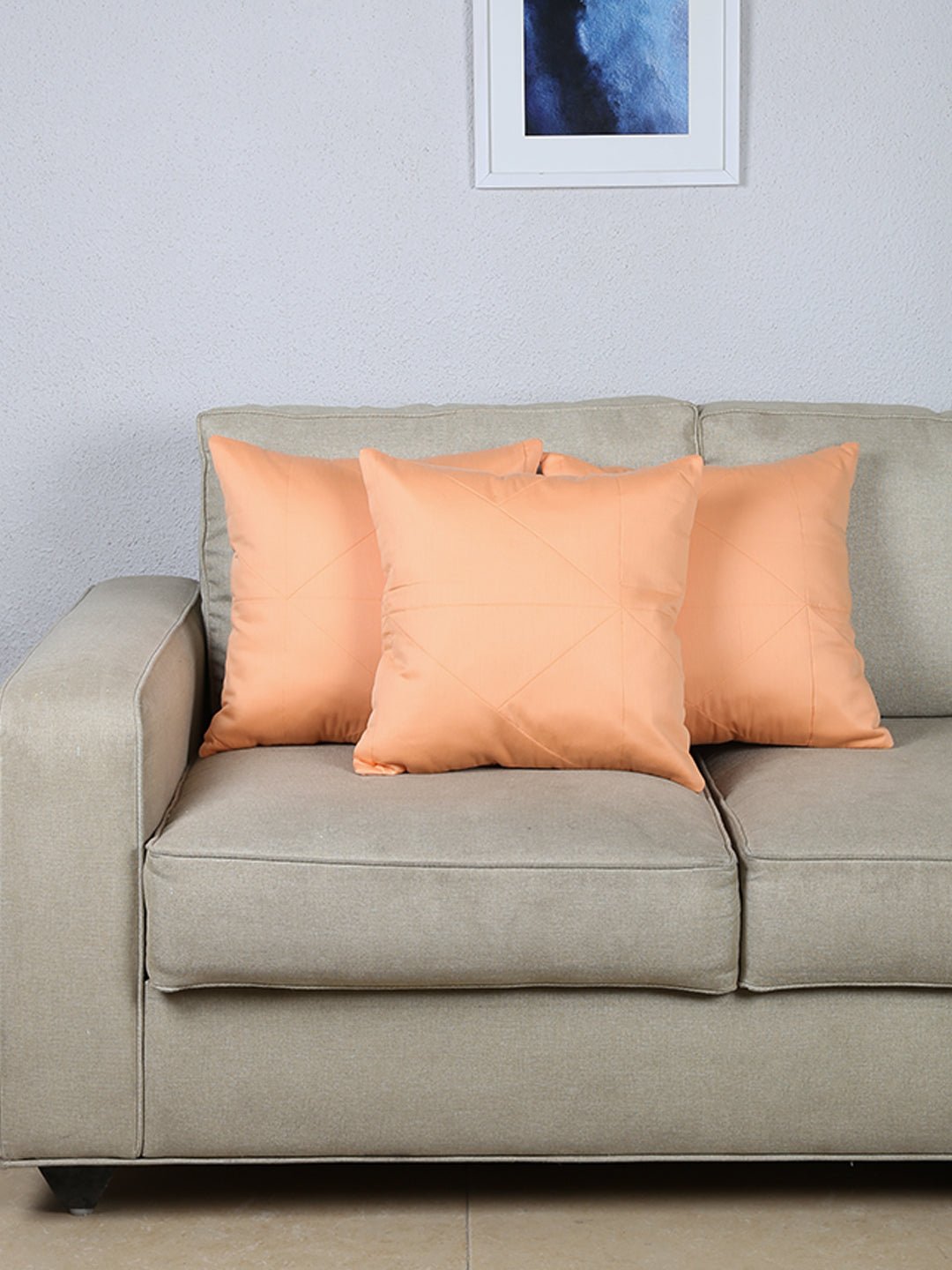 Khubaani - Set Of 3 Cushion Covers (Peach) - Medium