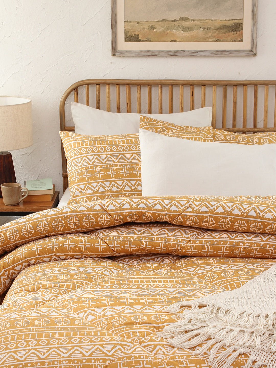 Kullu Patti Double Comforter (Yellow)
