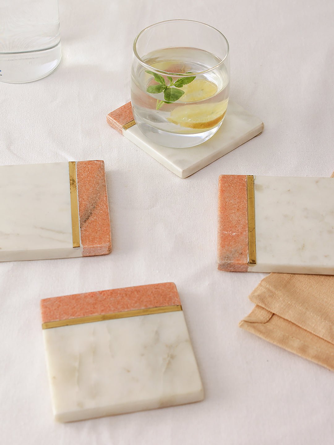 Coral Beach - Set Of 4 Coasters (White)
