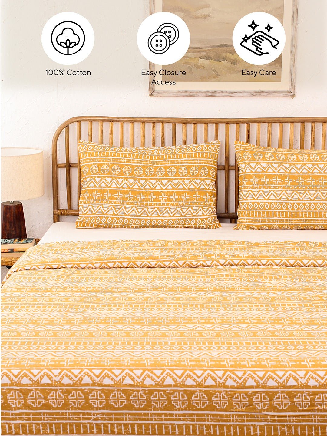 Kullu Patti Double Duvet Cover (Yellow)