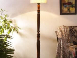 White Jute Wooden Floor Lamps
