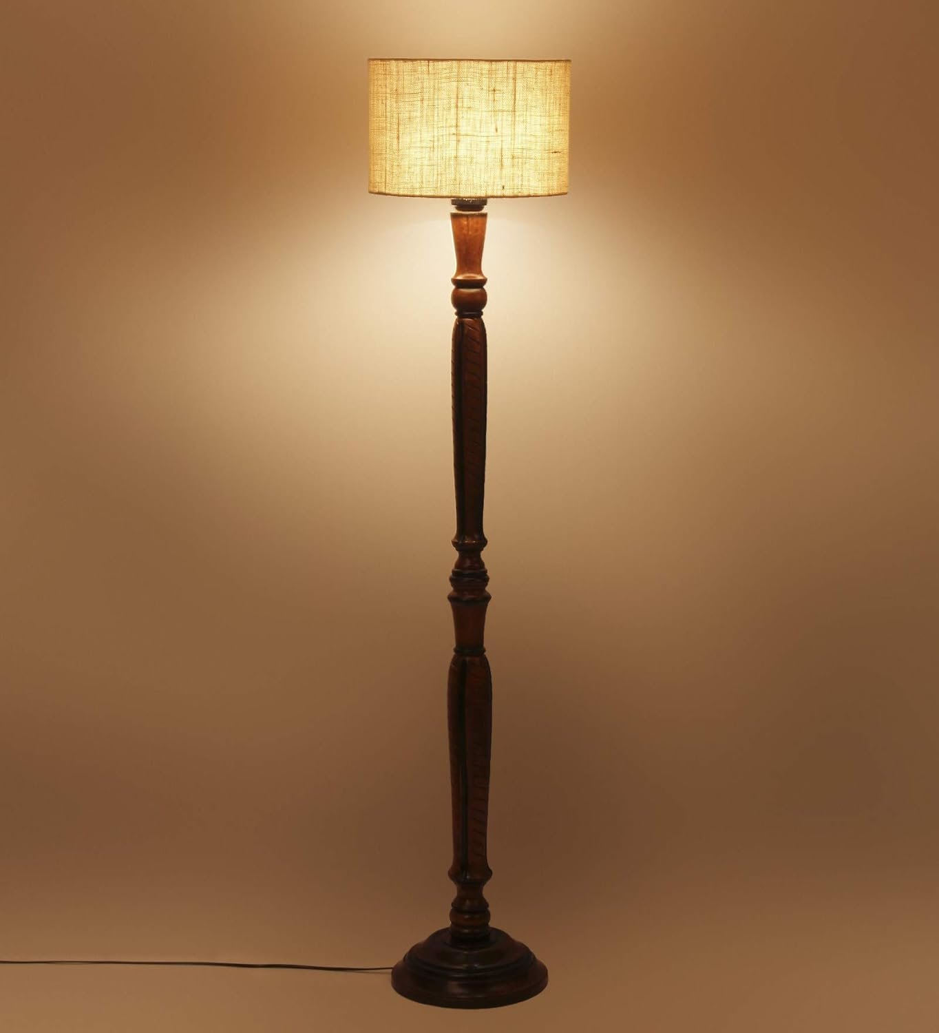 White Jute Wooden Floor Lamps