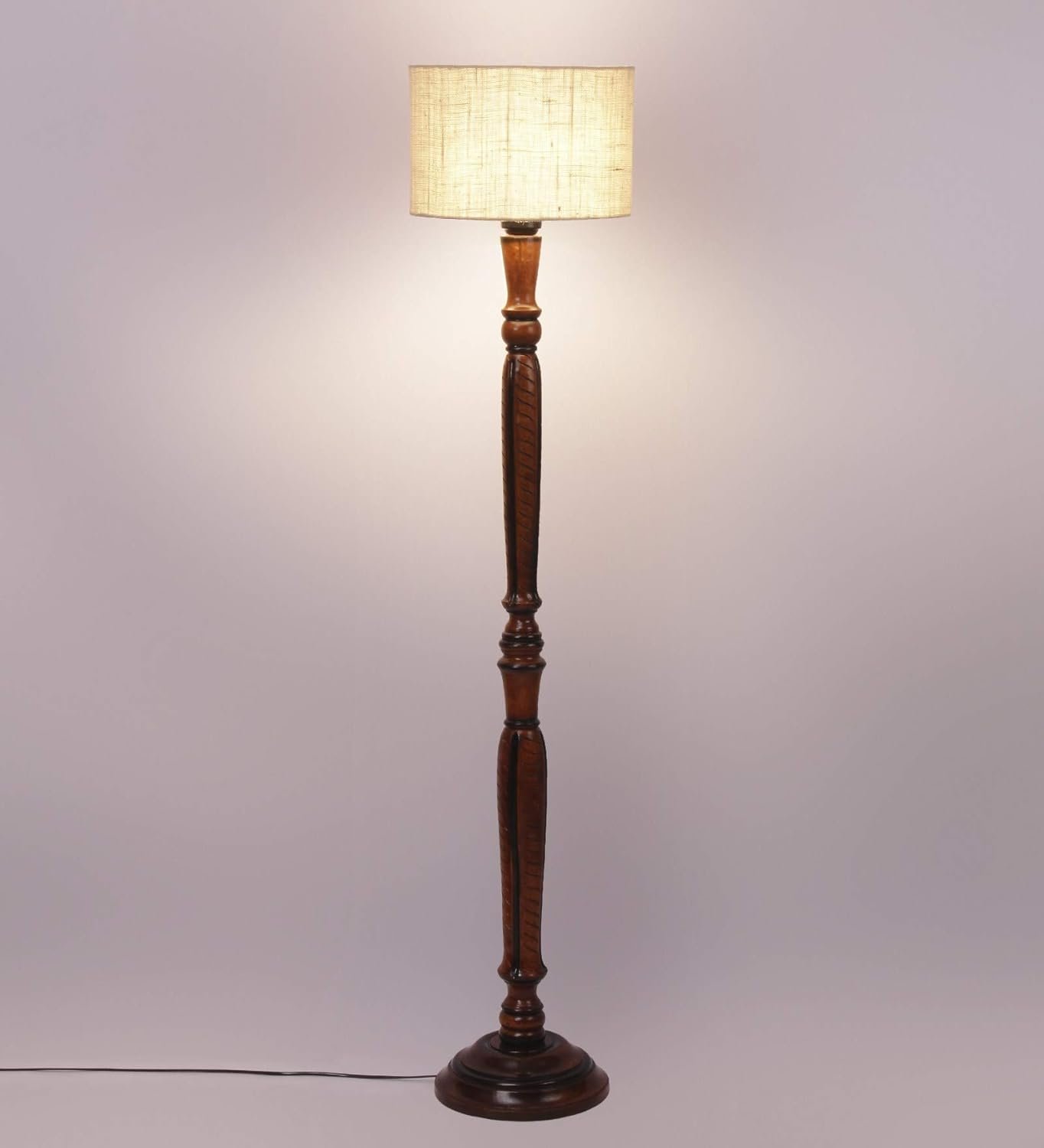 White Jute Wooden Floor Lamps