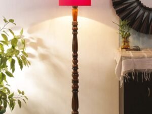 Red Cotton Drum Designer Fashionable Carving Floor Lamp for Home Decor (Red, Medium)