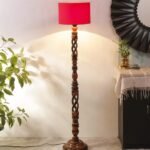 Red Cotton Drum Designer Fashionable Carving Floor Lamp for Home Decor (Red, Medium)