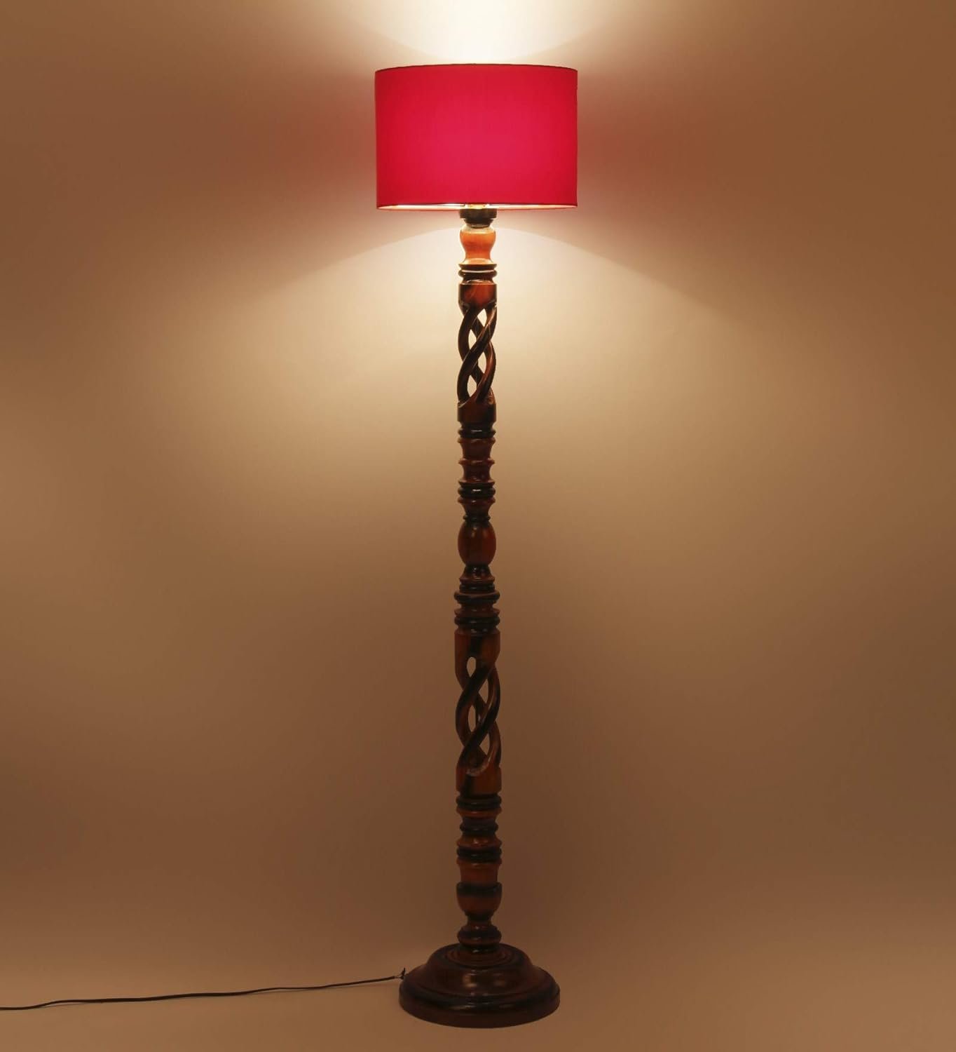Red Cotton Drum Designer Fashionable Carving Floor Lamp for Home Decor (Red, Medium)