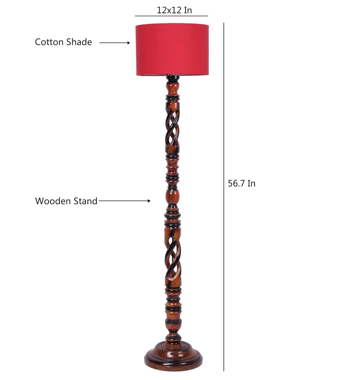 Red Cotton Drum Designer Fashionable Carving Floor Lamp for Home Decor (Red, Medium)