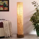 Beige Jute Round Natural Wood Floor Lamps (Beige,Jute)