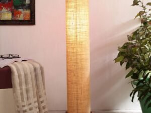 Beige Jute Round Natural Wood Floor Lamps (Beige,Jute)