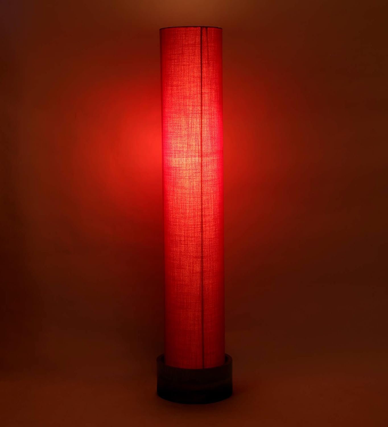 Red Round Cotton Natural Wood Floor Lamps (Red,Cotton)