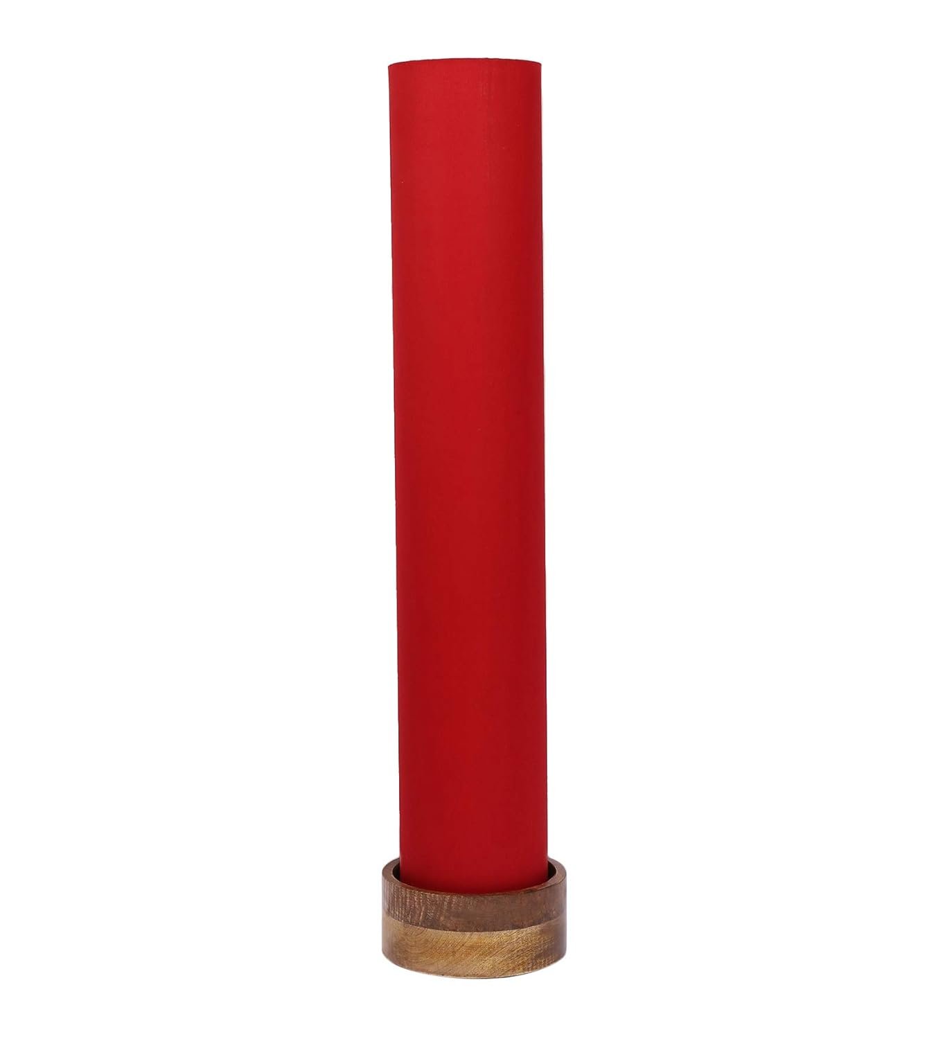 Red Round Cotton Natural Wood Floor Lamps (Red,Cotton)