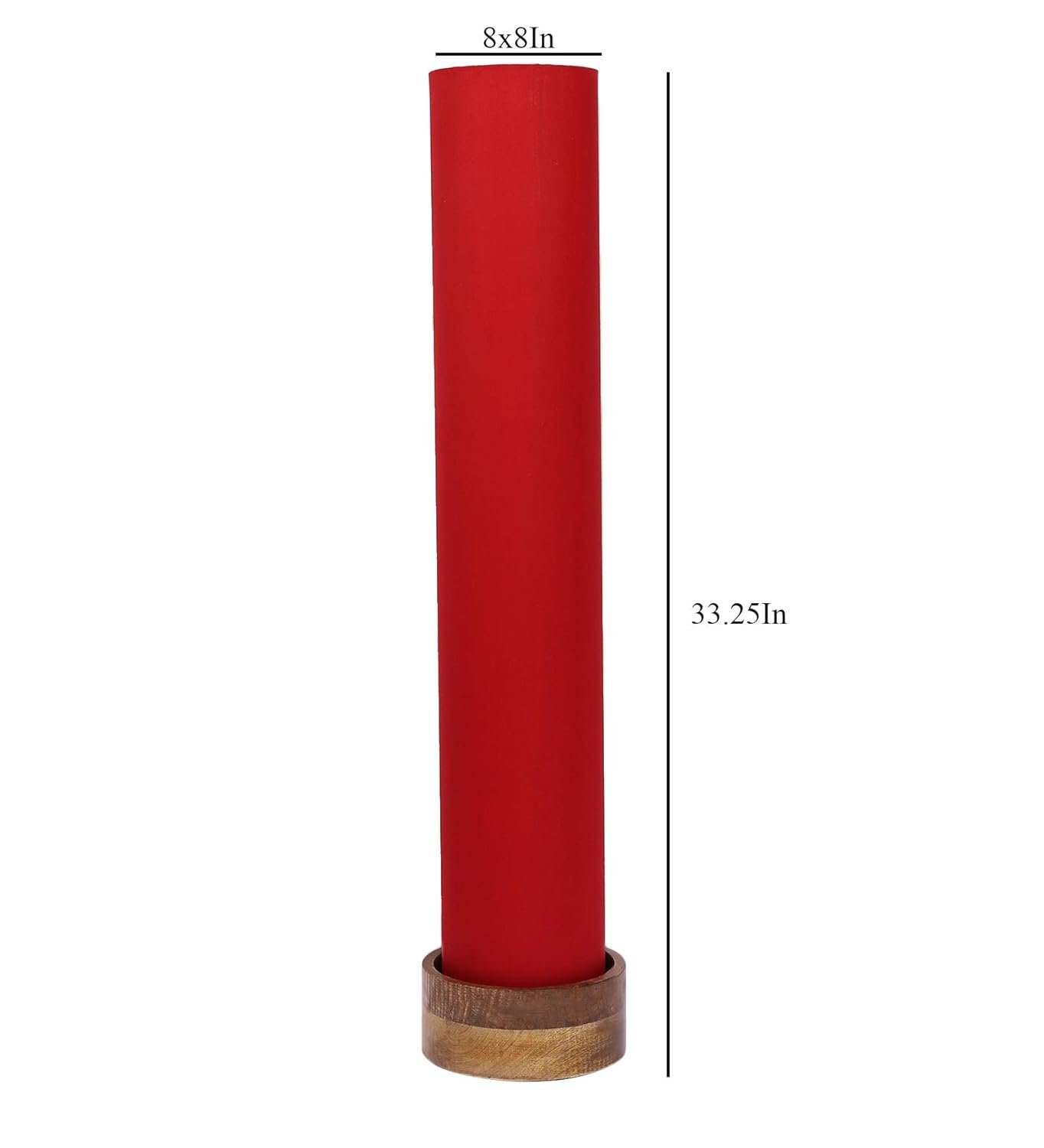 Red Round Cotton Natural Wood Floor Lamps (Red,Cotton)