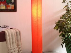 Orange Round Cotton Brown Wood Floor Lamps (Round,Cotton)
