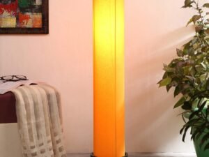 Yellow Round Cotton Brown Wood Floor Lamps (Yellow,Cotton)