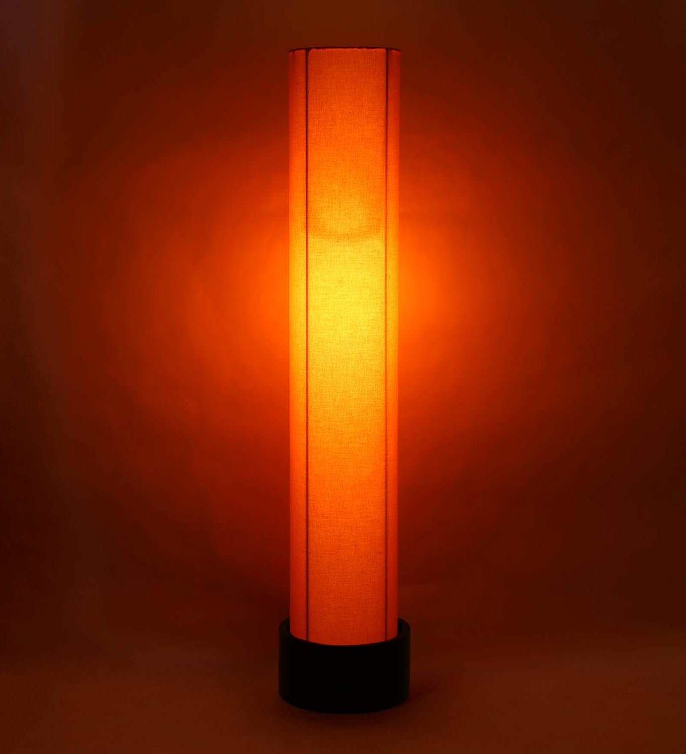 Yellow Round Cotton Brown Wood Floor Lamps (Yellow,Cotton)