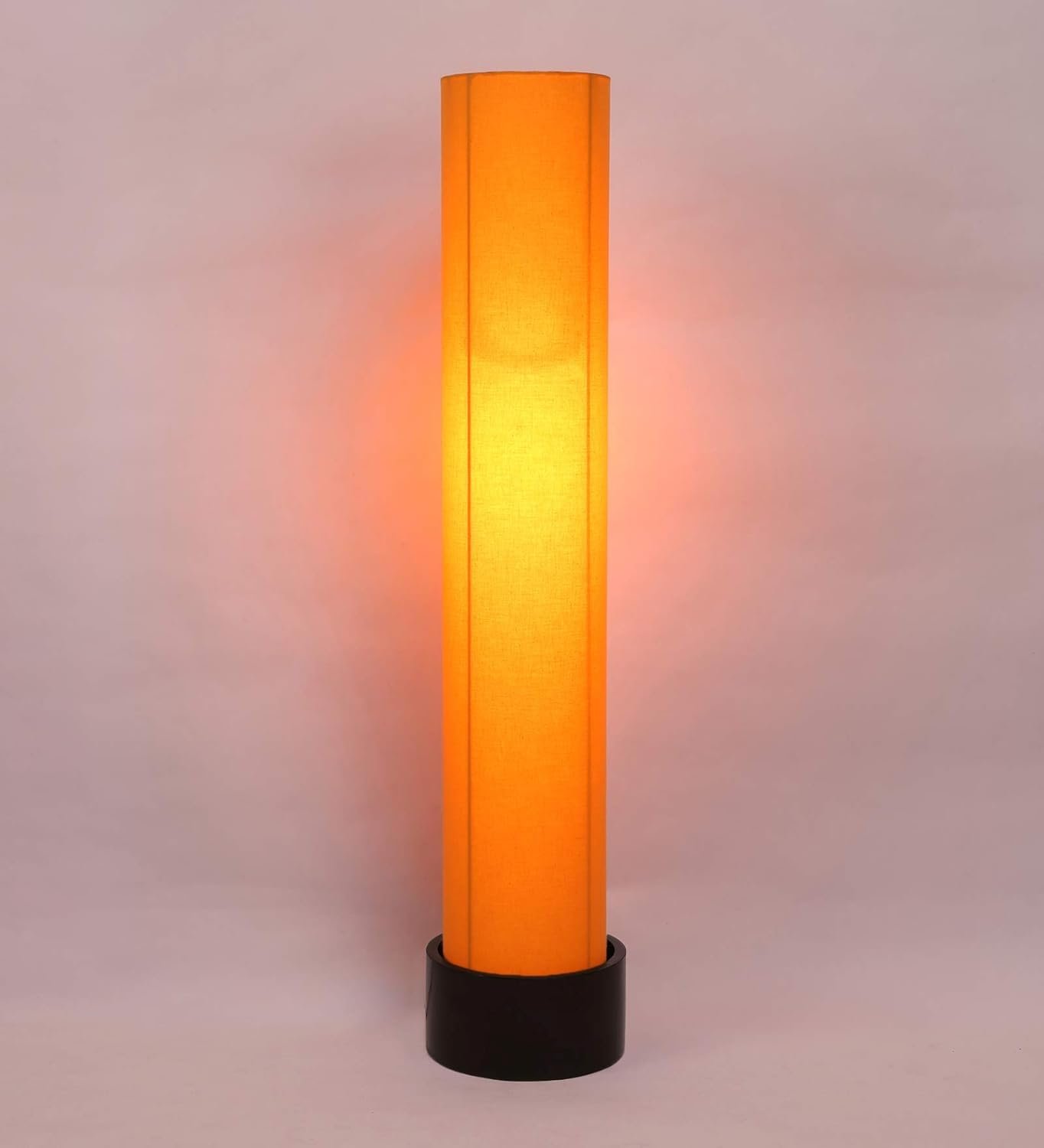 Yellow Round Cotton Brown Wood Floor Lamps (Yellow,Cotton)