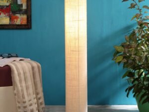 White Jute Round Iron Floor Lamps (White, Jute)