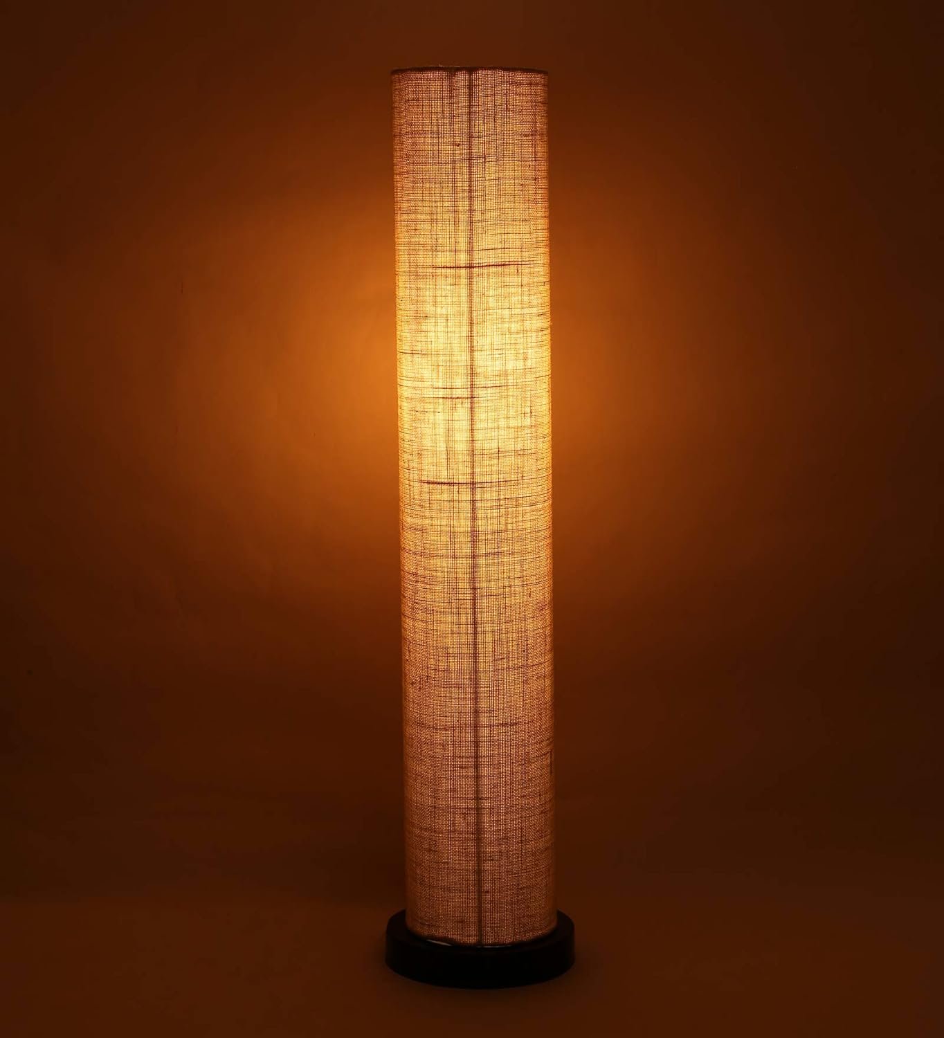 White Jute Round Iron Floor Lamps (White, Jute)