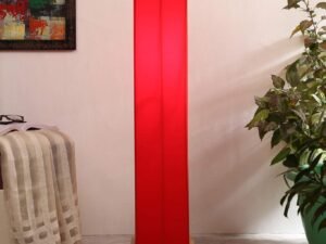 Red Cotton Square Natural Wood Floor Lamps (Red,Cotton)