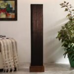 Cotton Square Natural Wood Floor Lamps (Black)