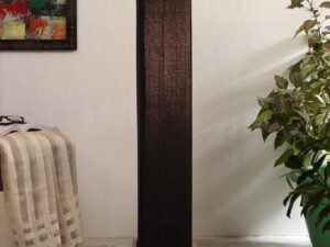 Cotton Square Natural Wood Floor Lamps (Black)