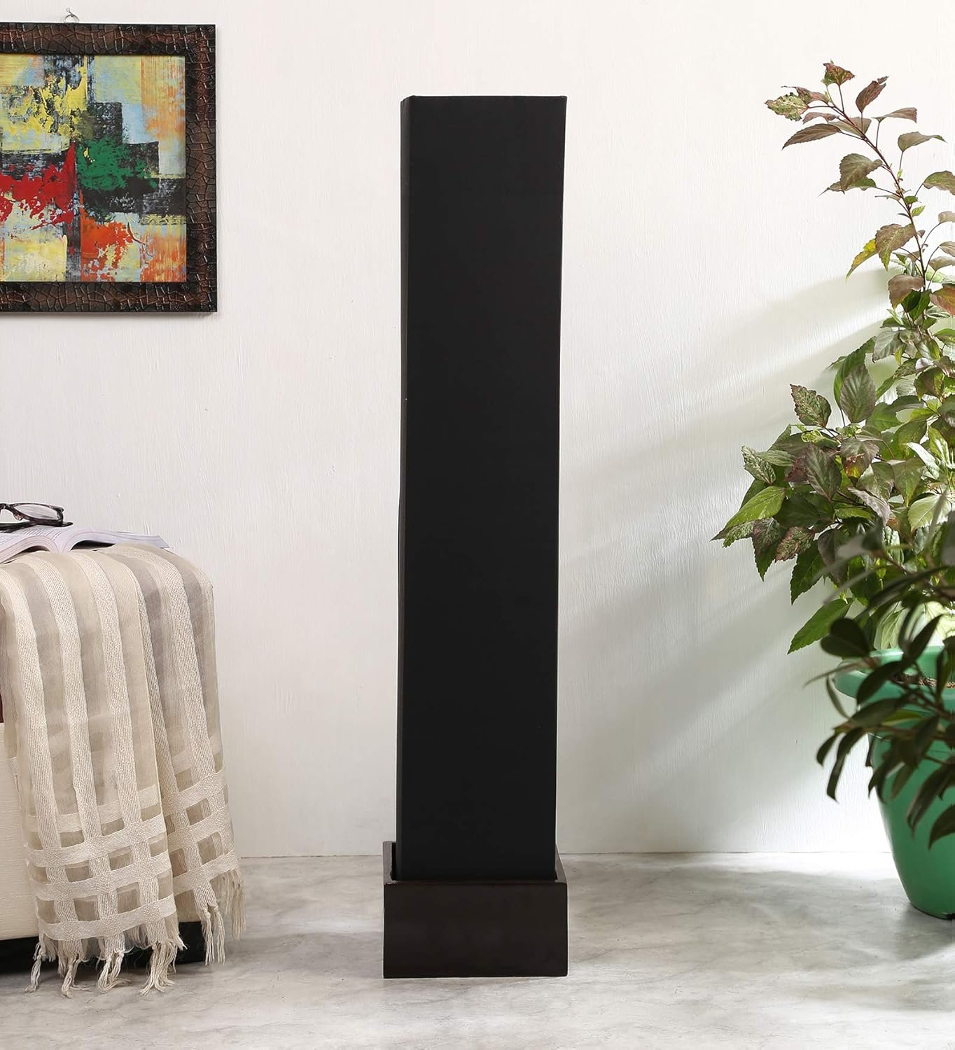 Cotton Square Wood Floor Lamps (Black)