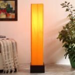 Cotton Square Brown Wood Floor Lamps (Yellow)
