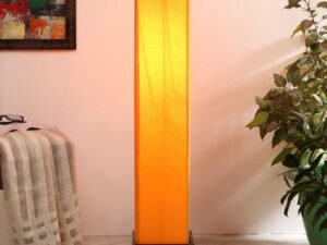 Cotton Square Brown Wood Floor Lamps (Yellow)