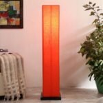 Orange Cotton Square Iron Floor Lamps (Orange,Cotton)
