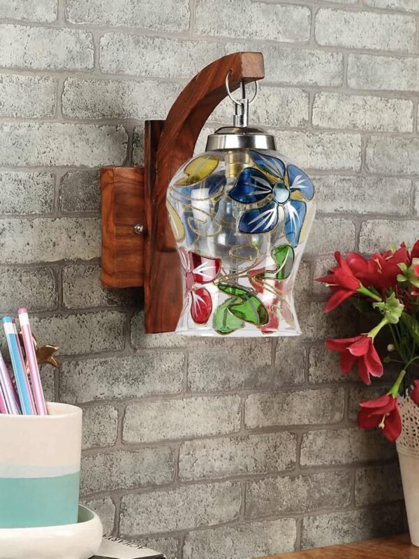 Wooden Wall Lamp, Wall Decor, Wall Hanging Wood Light lamp,Vintage Wall Lamps, Industrial Wall Lights Decorative Home, Living Room, Indoor Outdoor Lighting-Mosaic Glass -I