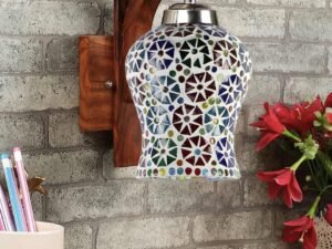 Wooden Wall Lamp, Wall Decor, Wall Hanging Wood Light lamp,Vintage Wall Lamps, Industrial Wall Lights Decorative Home, Living Room, Indoor Outdoor Lighting-Mosaic Glass -K