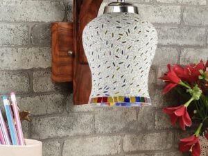 Wooden Wall Lamp, Wall Decor, Wall Hanging Wood Light lamp,Vintage Wall Lamps, Industrial Wall Lights Decorative Home, Living Room, Indoor Outdoor Lighting-Mosaic Glass -M