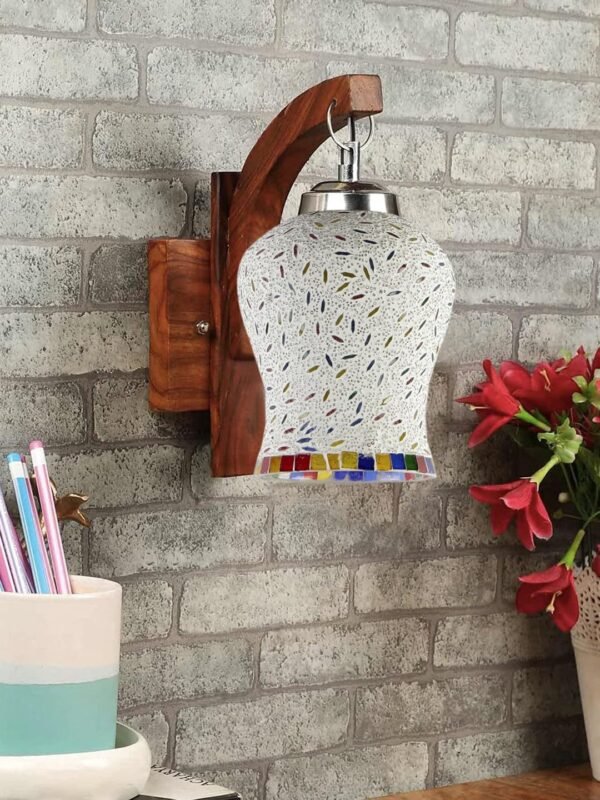 Wooden Wall Lamp, Wall Decor, Wall Hanging Wood Light lamp,Vintage Wall Lamps, Industrial Wall Lights Decorative Home, Living Room, Indoor Outdoor Lighting-Mosaic Glass -M