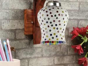 Wooden Wall Lamp, Wall Decor, Wall Hanging Wood Light lamp,Vintage Wall Lamps, Industrial Wall Lights Decorative Home, Living Room, Indoor Outdoor Lighting-Mosaic Glass -N