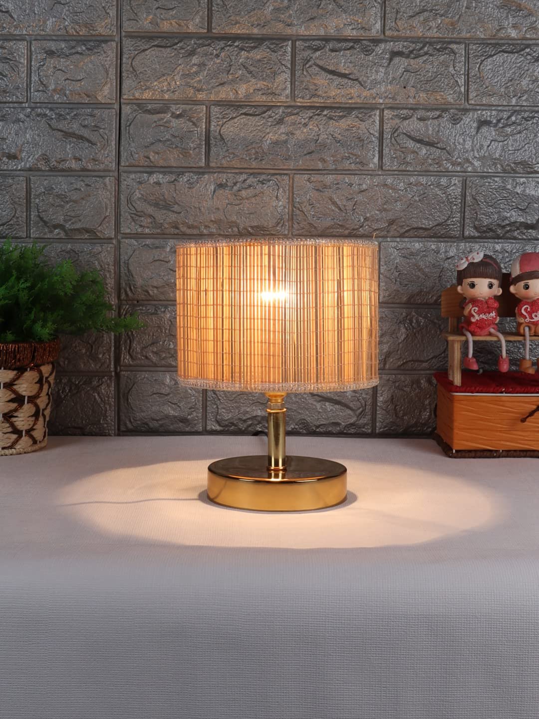 Metal Table lamp with Bamboo Shade